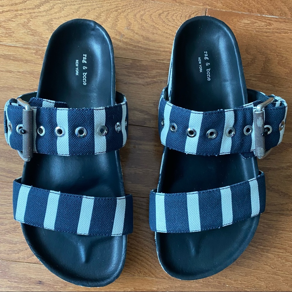 Rag & Bone Canvas Evin Slides | Size 6.5